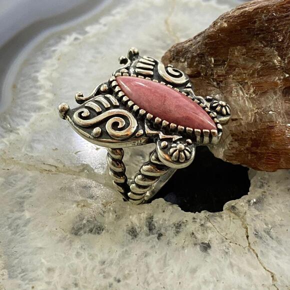 Carolyn Pollack Sterling Silver Pink Rhodonite Butterfly Ring For Women - Picture 3 of 10